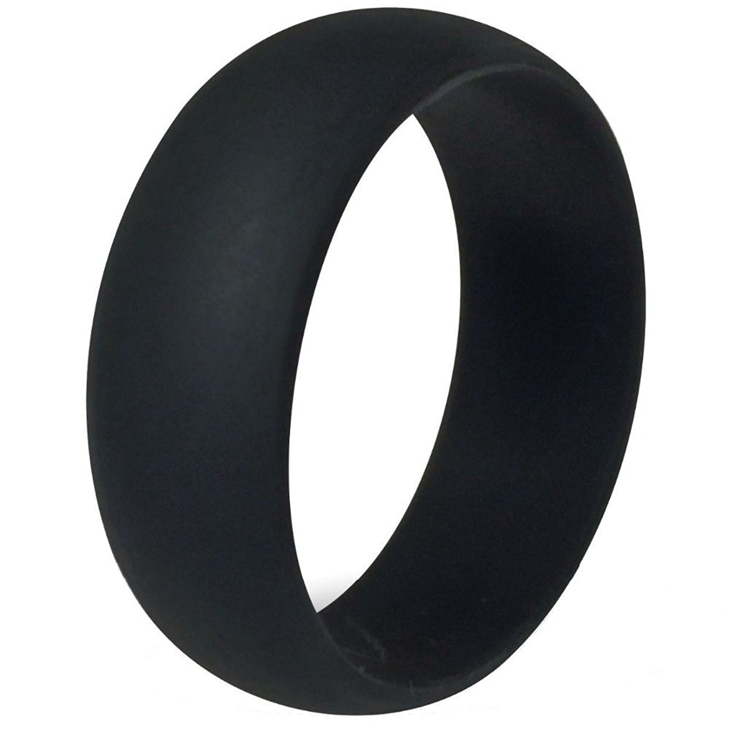 Flexible Silicone Rubber Wedding Band Ring Black & white size 7 