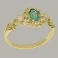 thumbnail image 3 of LBG British Made 14k Yellow Gold Natural Emerald & Opal Womens Promise Ring - 33 size options - Size 8.25, 3 of 8