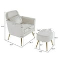 thumbnail image 2 of Accent Chair with Ottoman, Upholstered Single Arm Chair with Footrest and Lumber Pillows,Comfy Single Sofa Chair with Ergonomic Back for Living Room,Bedroom,Office,Beige, 2 of 9