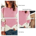 thumbnail image 5 of Suéter de punto informal con cuello redondo y mangas caídas para mujer, suéter de punto informal con empalme de colores para primavera, otoño e invierno, color rosa S, 5 of 5