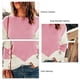 thumbnail image 5 of Mujeres de punto superior cuello redondo mangas caídas hombro empalme de color suéter de punto casual para primavera otoño invierno rosa XXL, 5 of 5