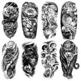 thumbnail image 2 of Etiqueta Engomada Vintage Tatuajes Hombro Pegatinas Tatuaje 3/6/8/12PCS Temporales/semipermanentes Tigre Animal Brazo Impermeable para Cara Cuerpo Mano, 2 of 9