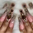 thumbnail image 2 of Fofosbeauty 24pcs Press on False Nails Tips, Coffin Fake Acrylic Nails, Snakeskin Pattern Diamond, 2 of 8