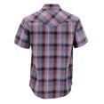thumbnail image 2 of Men’s Western Short Sleeve Button Down Casual Plaid Pearl Snap Cowboy Shirt (#23 Purple/Grey/Red, 2XL), 2 of 3