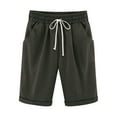 thumbnail image 2 of Womens Plus Elastic Waist Shorts Summer Solid Cotton Linen Casual Shorts with Pockets, 2 of 4