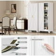 thumbnail image 4 of 61" Metal Storage Cabinet, Farmhouse Pantry Cabinets with Doors and Shelves, White Tall Food Cupboard Cabinets Freestanding Bathroom Closet for Home Office, Laundry, Home Office, Living Room, 4 of 15