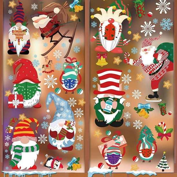 Christmas Window Clings 9 Sheets Gnome Santa Claus Reindeer Xmas Tree  Snowflake Decals Merry Christmas Sticker Winter Wonderland Christmas  Holiday Party Home Kitchen Office Shop Classroom Decorations 