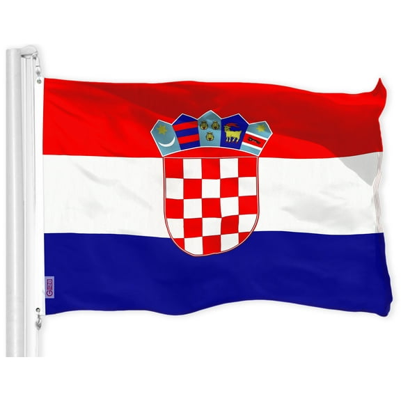 G128 - Croatia Croatian Flag 3x5 ft Printed Brass Grommets 150D Quality Polyester Flag Indoor/Outdoor - Much Thicker More Durable Than 100D 75D Polyester