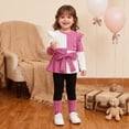 thumbnail image 2 of Xyant Toddler Baby Girl Clothes Long Sleeve Ruffle Shirt Sweatshirt Leggings 2 Piece Color Bolck Infant Baby Girl Fall Winter Spring Outfit (Red,2-3 Years), 2 of 7