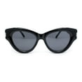 thumbnail image 2 of Thick Bevel Horned Oversized Cat Eye Fashion Sunglasses All Black, 2 of 4