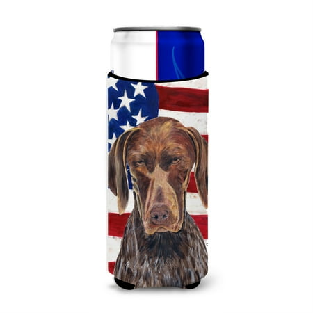

USA American Flag with German Shorthaired Pointer Ultra Beverage Insulators for slim cans SC9034MUK