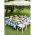 thumbnail image 4 of Outdoor Tablecloth with Umbrella Hole for Patio/Picnic/Party/Camping, Lemon Floral Summer Waterproof Table Cloth Rectangle Table Cover Washable, Blue Plaid Leaves Flower (52"x 70"), 4 of 8