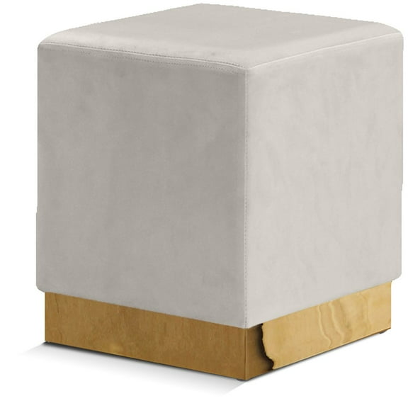 Meridian Furniture Jax Contemporary Velvet Ottoman/Stool in Cream