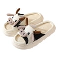 thumbnail image 2 of Pantuflas de algodón y lino para interiores universales para las cuatro estaciones, lindas pantuflas de lino con diseño de vaca pequeña y antideslizantes, 2 of 4