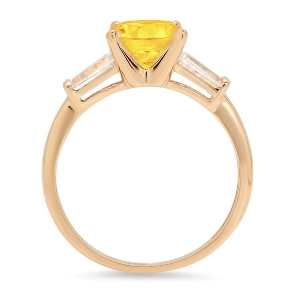 2 ct Round Cut Natural Citrine Three-Stone Engagement Ring for Women in 18K Yellow Gold