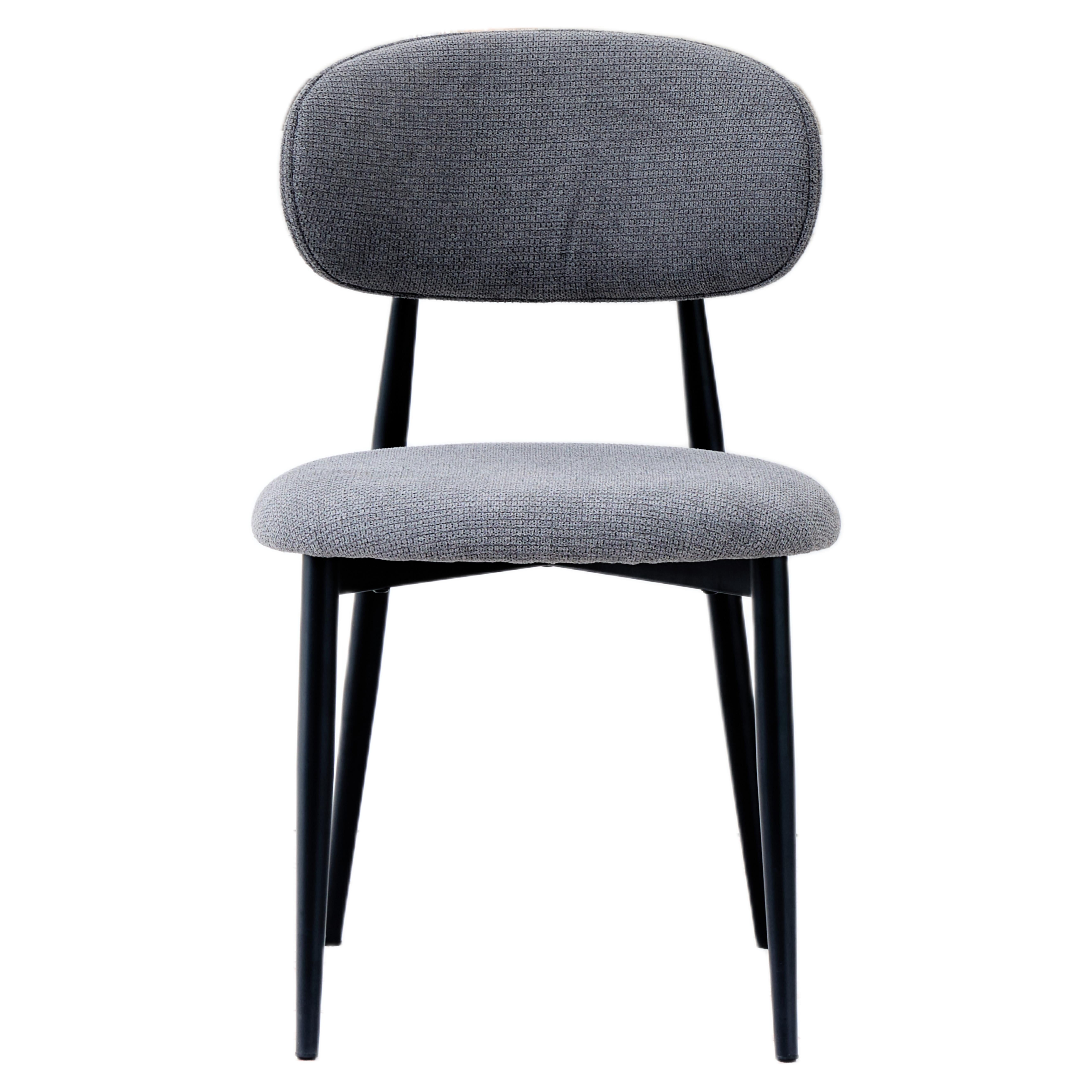 Set of 2 Modern Fabric Dining Chairs, Grey Upholstered Side Chairs with Matte Black Metal Legs, 320LBS Capacity Ergonomic Kitchen Chairs for Dining Room Living Room Cafe