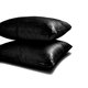 thumbnail image 3 of Funda de almohada decorativa lisa HomeCentric, color negro, paquete de 2, 60 x 60 cm (24 x 24 pulgadas), fundas de cojín Art Silk lisas y lisas para sofá, estilo moderno liso - Lujo negro, 3 of 5