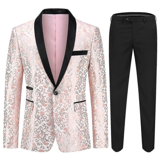 Traje de esmoquin jacquard para hombre, corte entallado, de dos piezas, para boda, fiesta y graduación, s202412241253