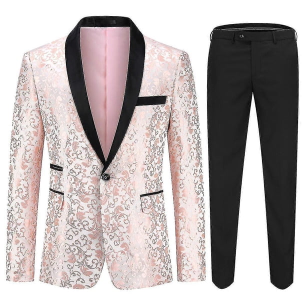 Traje de esmoquin jacquard para hombre, corte entallado, de dos piezas, para boda, fiesta y graduación, s202412241253
