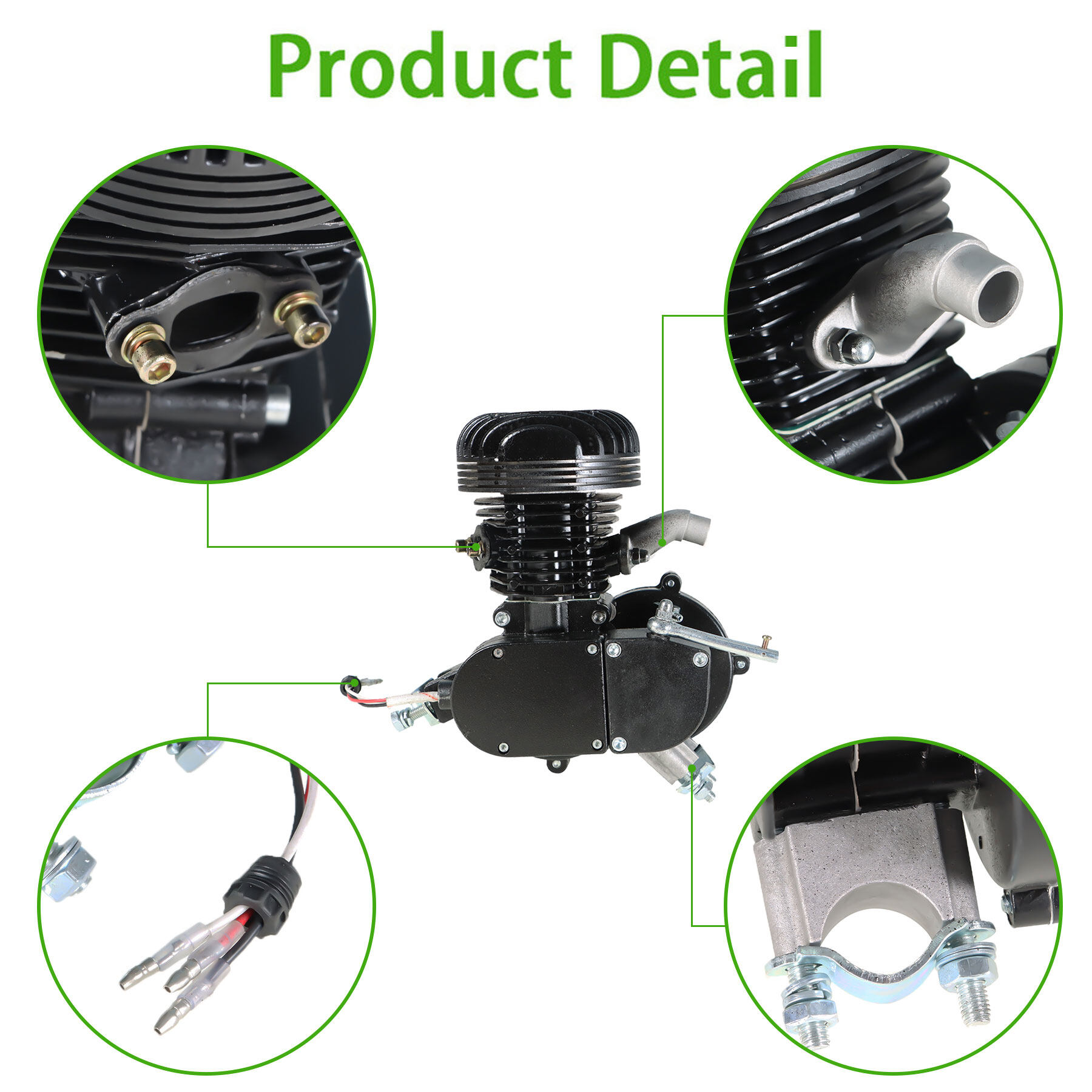 LABLT 2-Stroke Black 100cc Bicycle Motor Kit Bike Motorized Petrol Gas Engine Set