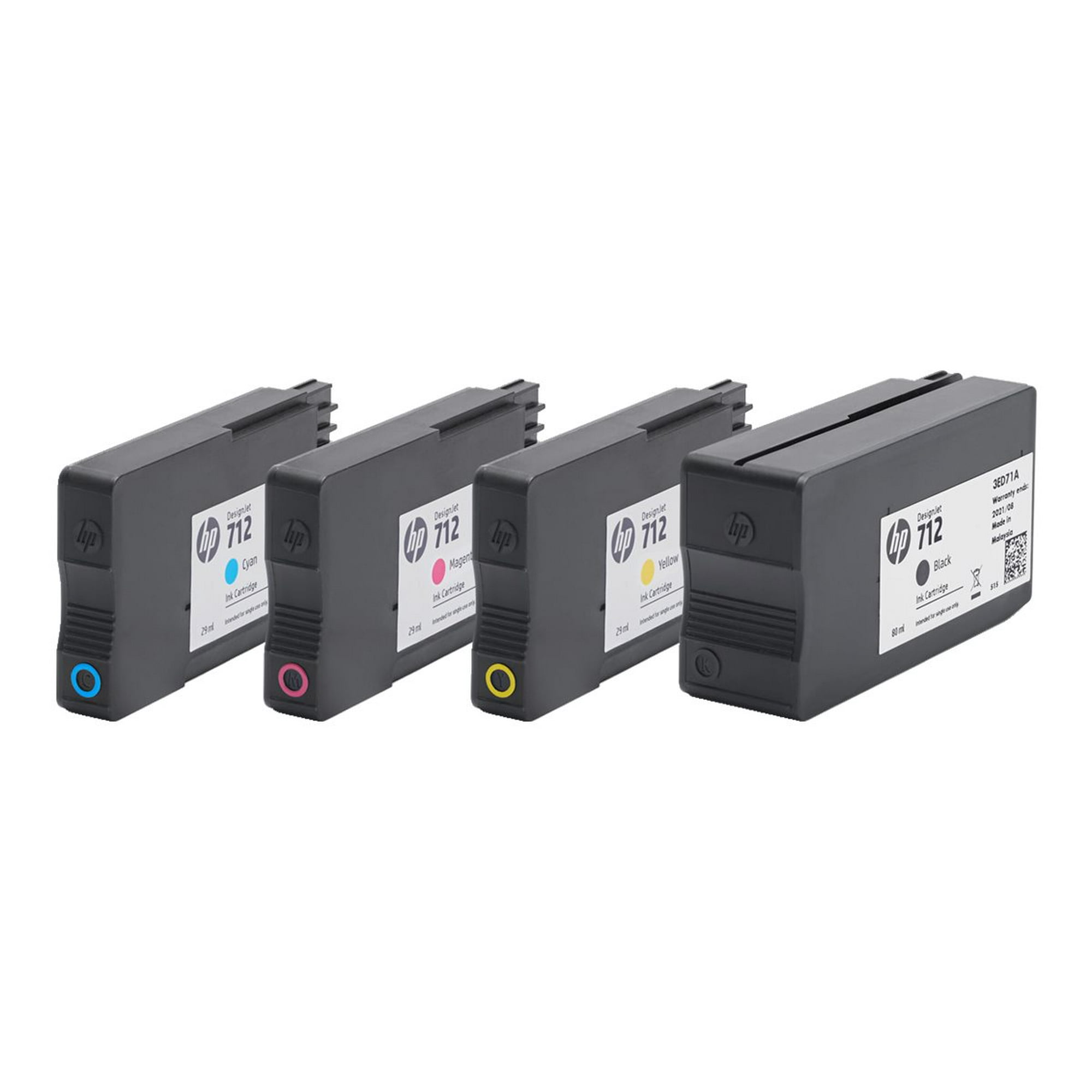 5 Pack 712XL High Yield Ink Cartridges For HP DesignJet T210 T230 T630 T650 Studio Plotters (2 Black 80ml, C/M/Y 29ml)