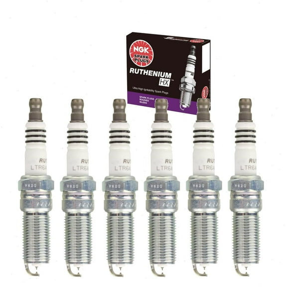 6 pc NGK Ruthenium HX Spark Plugs compatible with Ford Mustang 3.7L V6 2011-2017