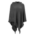 thumbnail image 2 of Soft Pullover Poncho Sweater Cape V Neck Knitted Pullover with Hood for Women, 2 of 9