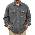 thumbnail image 2 of Men Corduroy Shacket Sevevn Long Sleeve Lapel Collar Button Front Jacket With Dual Chest Pockets For Daily Casual Wear Weekend Outings And Everyday Street Occasions, 2 of 8