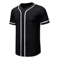 thumbnail image 2 of Laqbezok Men's Classic Baseball Jersey Shirt, Short Sleeve Button Down Sporty Top, Casual Hip Hop Streetwear Tee with Contrast Piping, 2 of 10