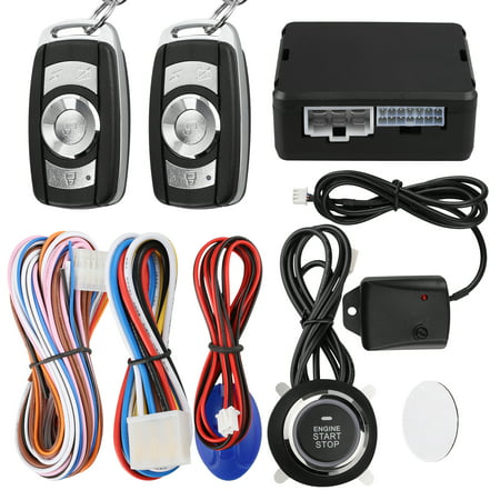 TSV Smart Key Car Alarm Passive Keyless Entry Car Alarm System Engine Start Stop Push Button Remote Starter Shock Sensor