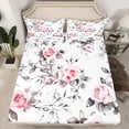 thumbnail image 2 of Manfei Colorful Country Floral Bed Sheets,Rustic Natural Plant King Sheets,Pink White Sheet Set For Girls Kids,Super Cozy Room Decor,4-Piece, 2 of 7