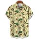 thumbnail image 3 of Camisa hawaiana con estampado de frutas y plátanos para hombre, camisas hawaianas con estampado 3D de limón y naranja, blusas casuales de calle con solapa, blusa holgada de manga corta, 3 of 5