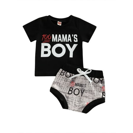 

Sunisery Toddler Infant Baby Boys Summer Outfit Short Sleeve Letter Print T-shirt + Drawstring PP Shorts Clothes Sets Black 0-3 Months