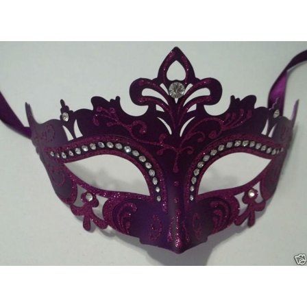 Dark Purple Mardi Gras Princess Crystal Masquerade Mask Laser Cut