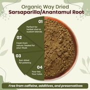 Organic Way Sarsaparilla / Anantamul Powder (Hemidesmus Indicus) Powder - Organic & Kosher Certified | Raw, Vegan, Non GMO & Gluten Free | USDA Certified (1/4LBS / 4Oz)