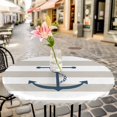 thumbnail image 3 of Blue Nautical Anchor Chain Elastic Fitted Round Table Cover Beige White Stripes Waterproof Outdoor Tablecloth for Holiday Party, Picnic, Patio & Dining Fits Tables Up to 45"-54", 3 of 8