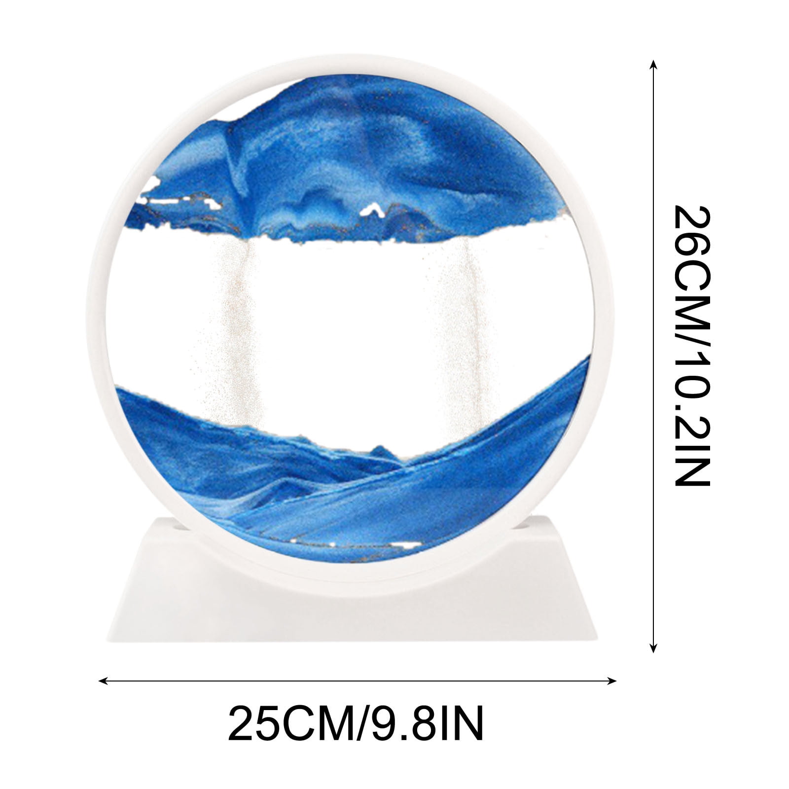 Wuztai Moving Sand Art Picture 29.8cm Round with LED Lamp for Home Decoration, Relaxing Liquid Motion Display, Therapeutic Sandscape