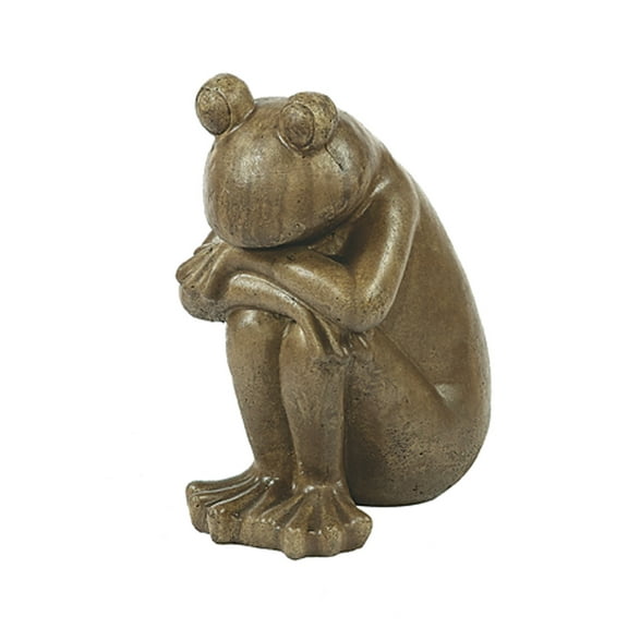 Solid Rock Stoneworks Frog Eyes Concrete Statue, 11" Tall, Aged Pine Finish