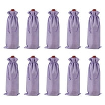 10pcs Burlap Wine Bags, Wine Bottle Gift Bags with Drawstrings, Liquor Bottle Covers for Wedding Birthday Party Favors, Light Purple