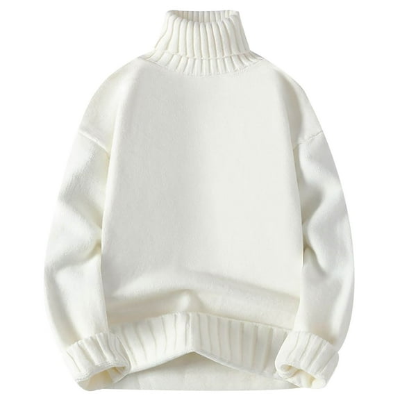 BXINGOHAI Turtlenecks Sweaters For Men Male Autumn Winter Wool Sweater crewneck Pullover Bottoming Shirt All Matching High Neck Top Today White,M