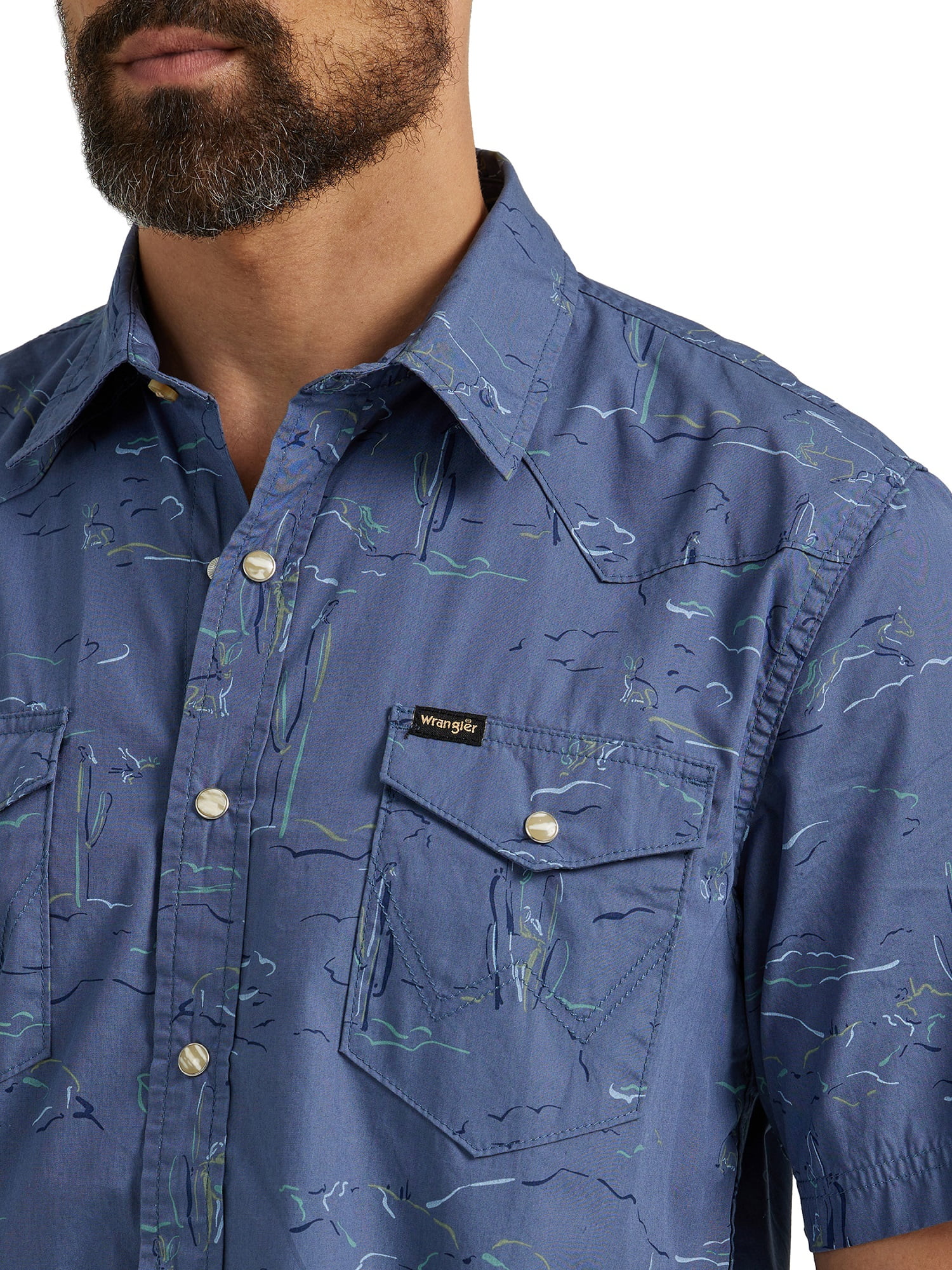 Wrangler® Men's Premium Short Sleeve Patterned Shirt, Sizes S-2XL