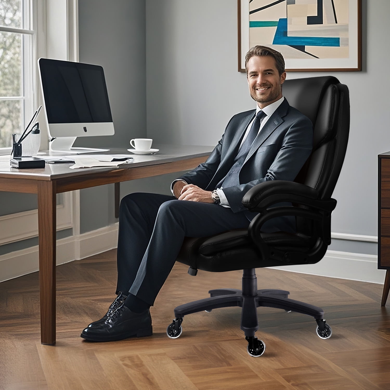 BOSSIN 500lbs Big and Tall Office Chair ,Heavy Duty Computer Desk Chair with Adjustable Lumbar Support