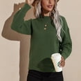 thumbnail image 4 of Suéter de cuello redondo anudado de color verde liso de manga larga para mujer para citas, trabajo y compras, talla M, 4 of 8