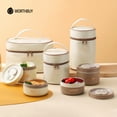 thumbnail image 3 of Bento Lunch Box Set, Portable Keep Warm Lunch Container With Insulated Bag, 18/8 Stainless Steel Thermal Food Container Red 1000ml, 3 of 6