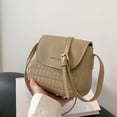 thumbnail image 5 of New decorative texture bag artificial leather simple temperament commuter shoulder bag underarm bag - Dark khaki, 5 of 5