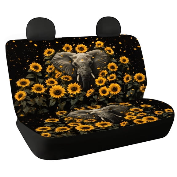 CHAQLIN Elephant Sunflower Car Rear Seat Covers for SUV, Set of 2 Protects Against Pet Fur Backrest Cover Protectors Stretch Non-Slip Rear Bench Seat Cover