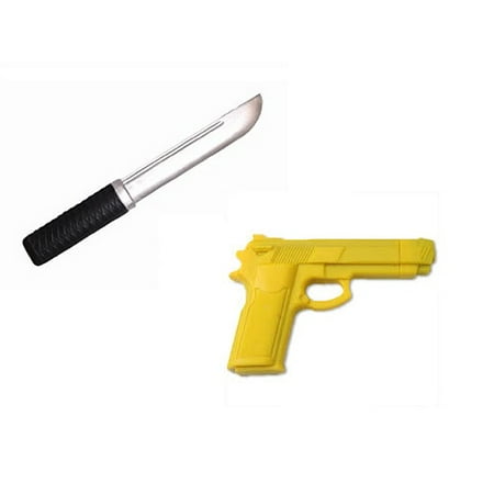 Training Set COMBO DEAL - Straight Rubber Training Knife & Yellow Rubber Training (Best Gun And Knife Combo)