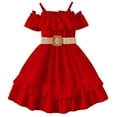 thumbnail image 2 of uublik Toddler Girls Summer Dresses Size 3T-10 Sleeveless Loose Flowy Tiered Casual Holiday Dresses Red, 2 of 5