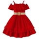 thumbnail image 1 of Odeerbi Niñas Verano Fuera Del Hombro Ruffle Vestidos Con Cinturón Vestido Túnica Niños Manga Corta Color Sólido Flounce Tirantes Vestido Sin Mangas, 1 of 9