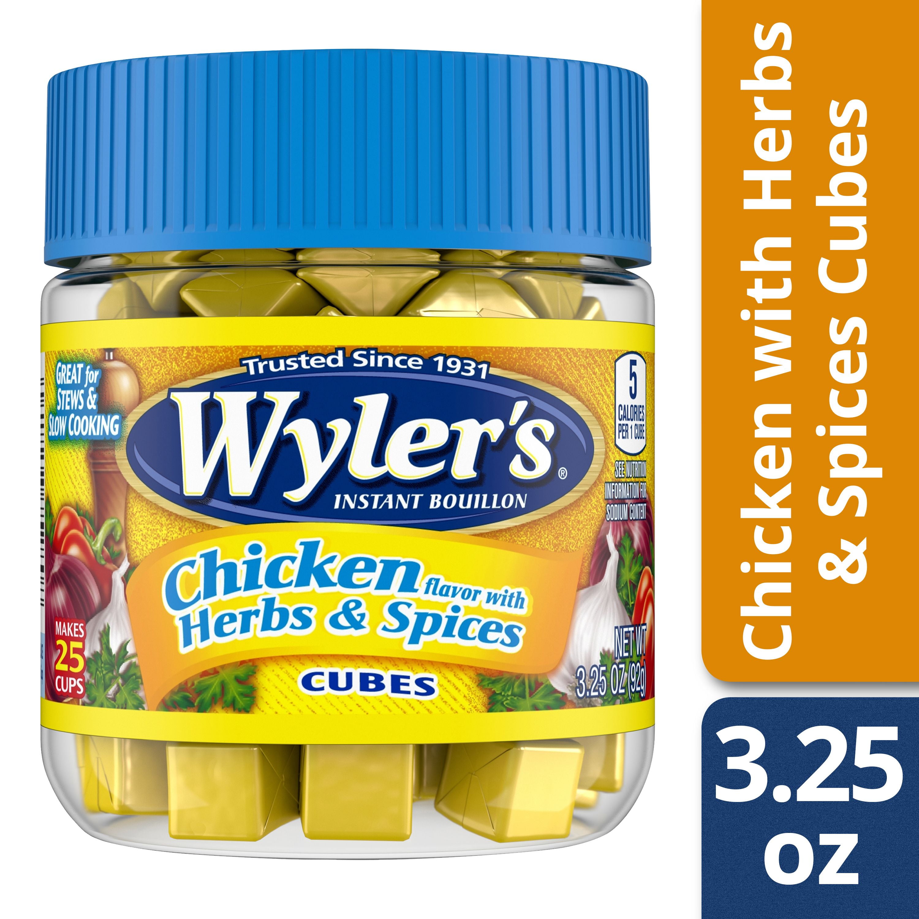 Wyler's Chicken with Herbs & Spices Instant Bouillon Cubes 3.25 oz Jar